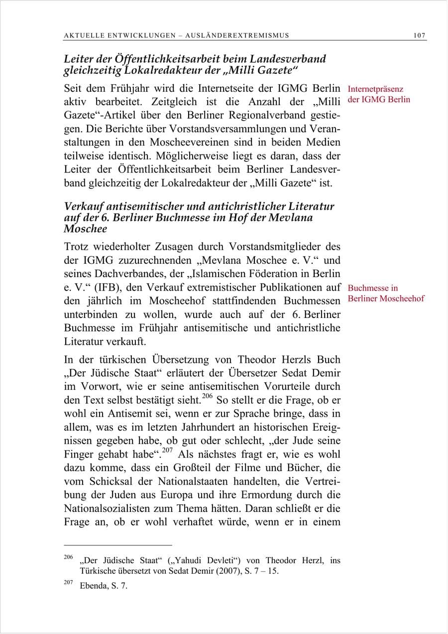 Seite 120 des Verfassungsschutzbericht 2007 Berlin