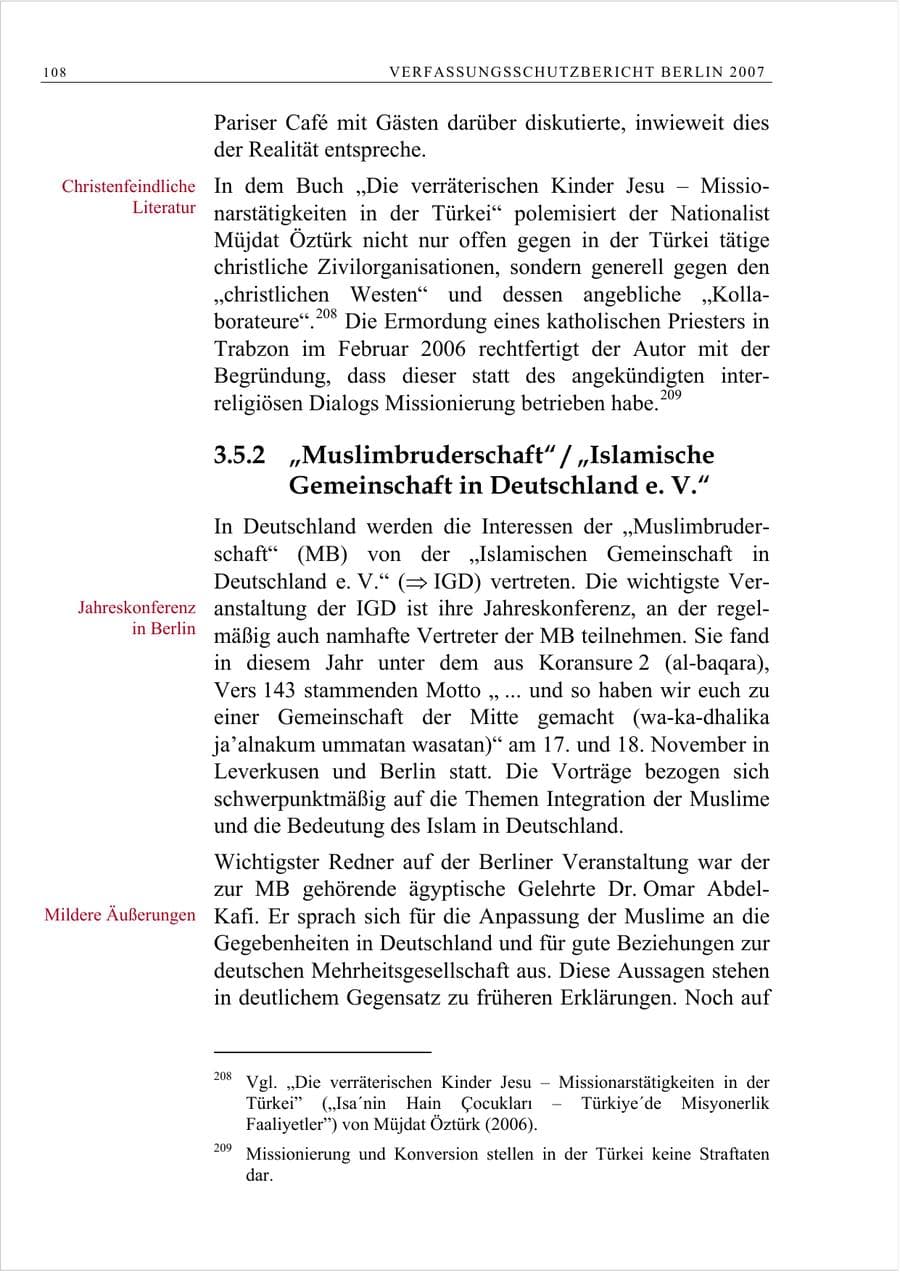 Seite 121 des Verfassungsschutzbericht 2007 Berlin