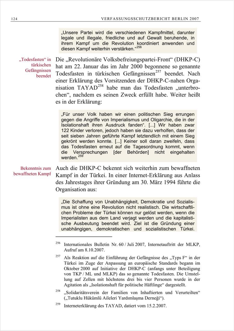 Seite 137 des Verfassungsschutzbericht 2007 Berlin