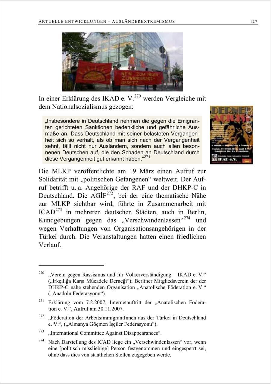 Seite 140 des Verfassungsschutzbericht 2007 Berlin
