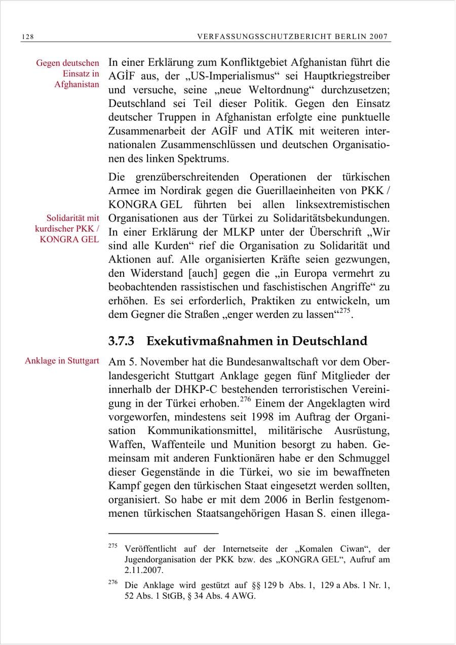 Seite 141 des Verfassungsschutzbericht 2007 Berlin