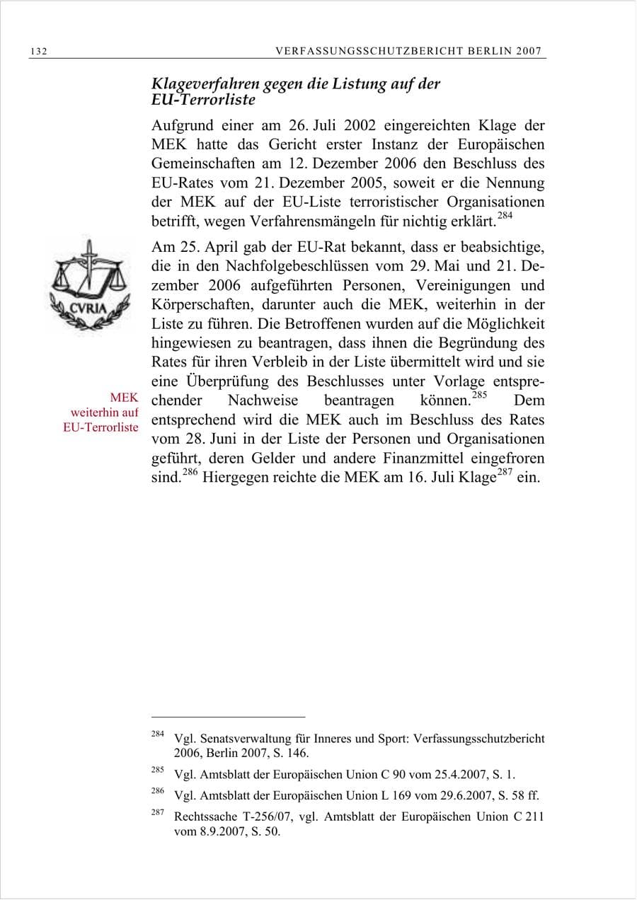 Seite 145 des Verfassungsschutzbericht 2007 Berlin