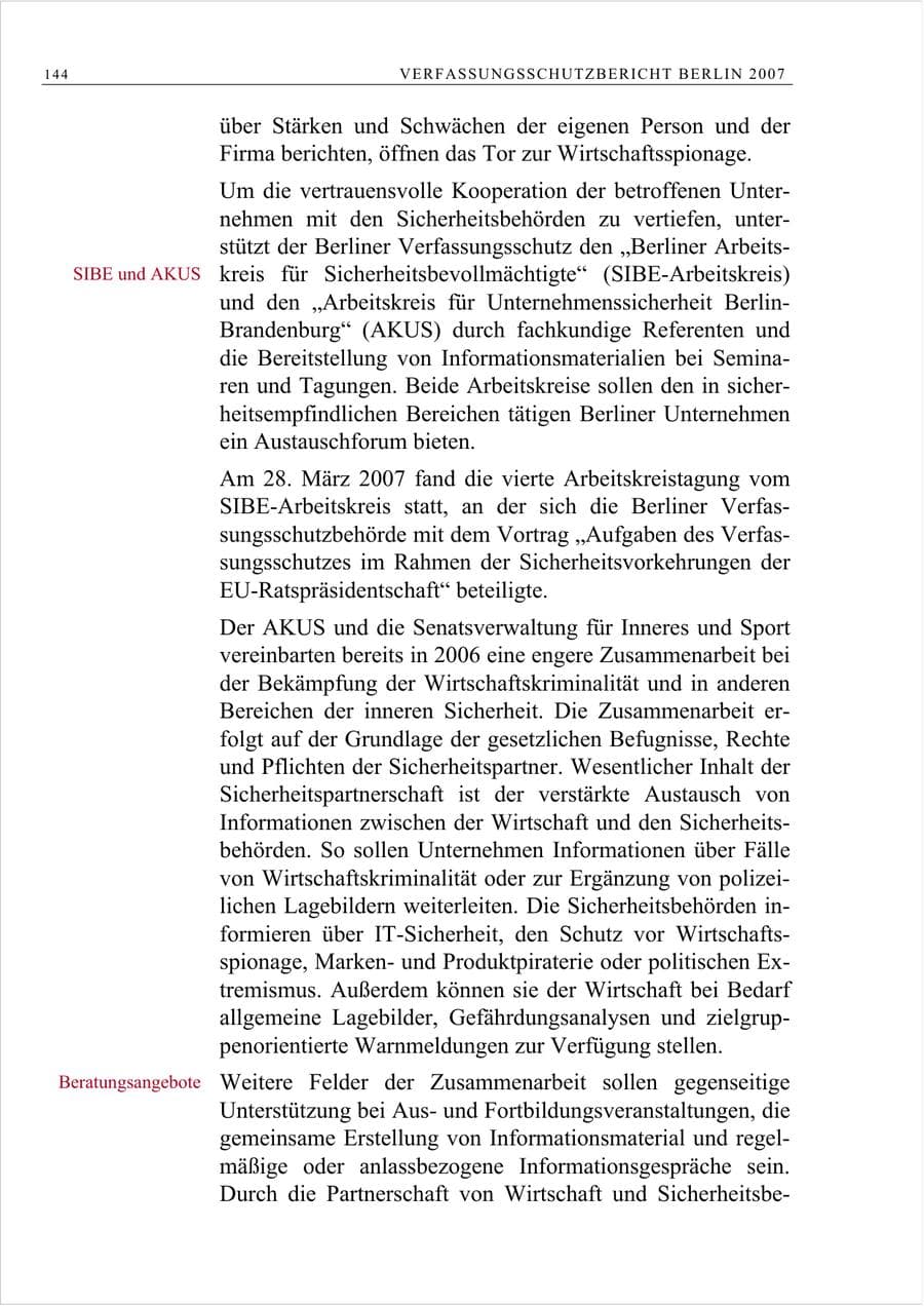 Seite 157 des Verfassungsschutzbericht 2007 Berlin