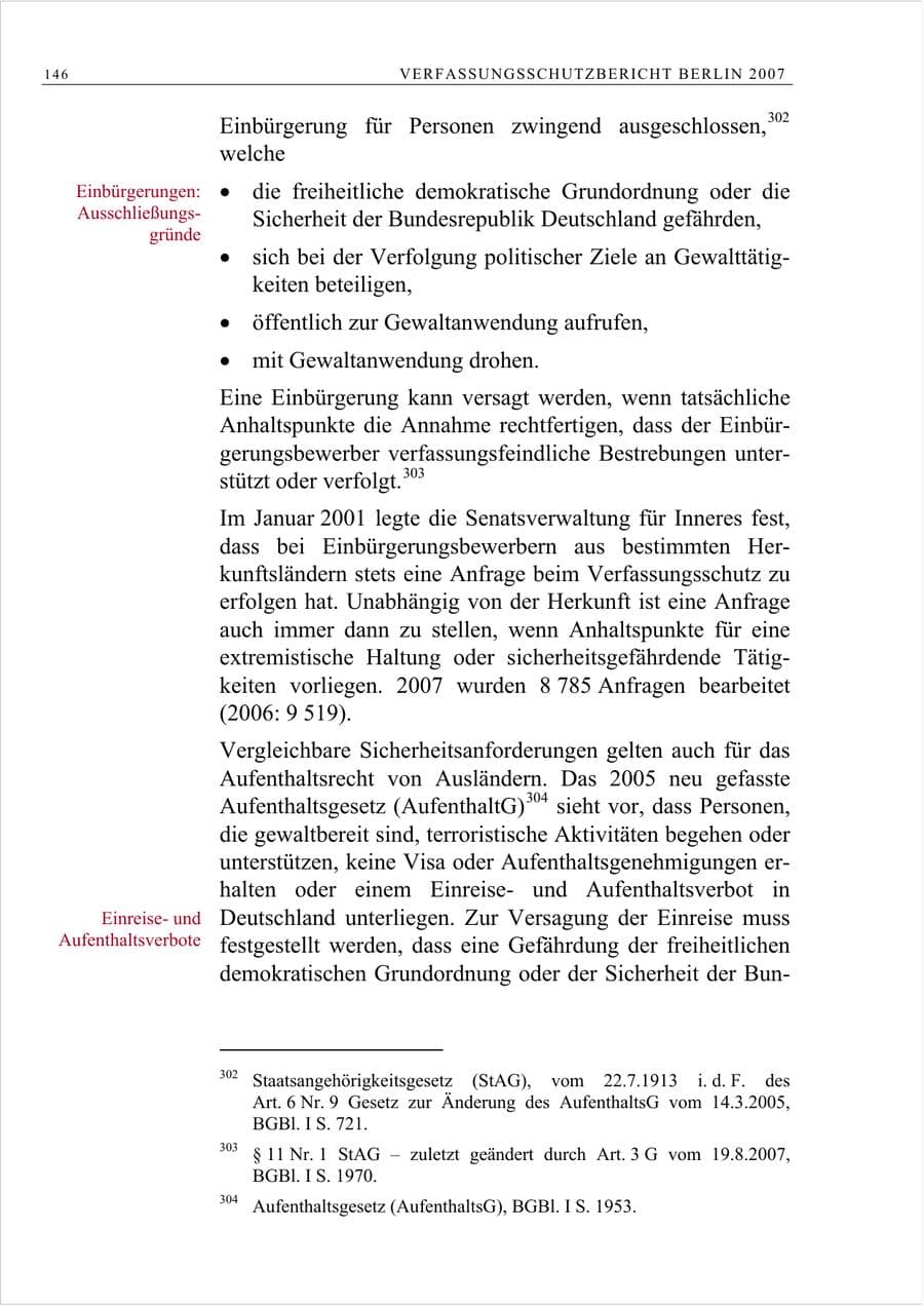Seite 159 des Verfassungsschutzbericht 2007 Berlin