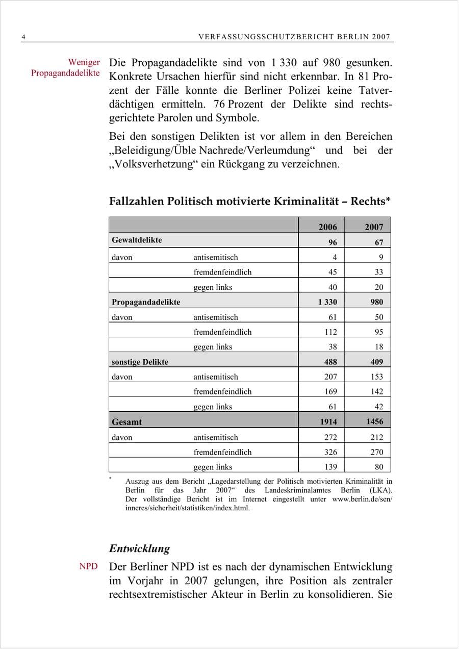 Seite 17 des Verfassungsschutzbericht 2007 Berlin