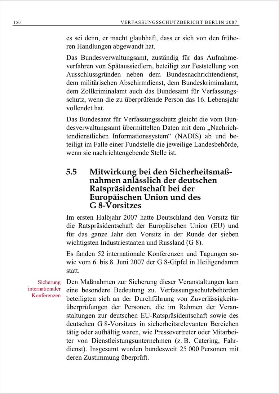 Seite 163 des Verfassungsschutzbericht 2007 Berlin