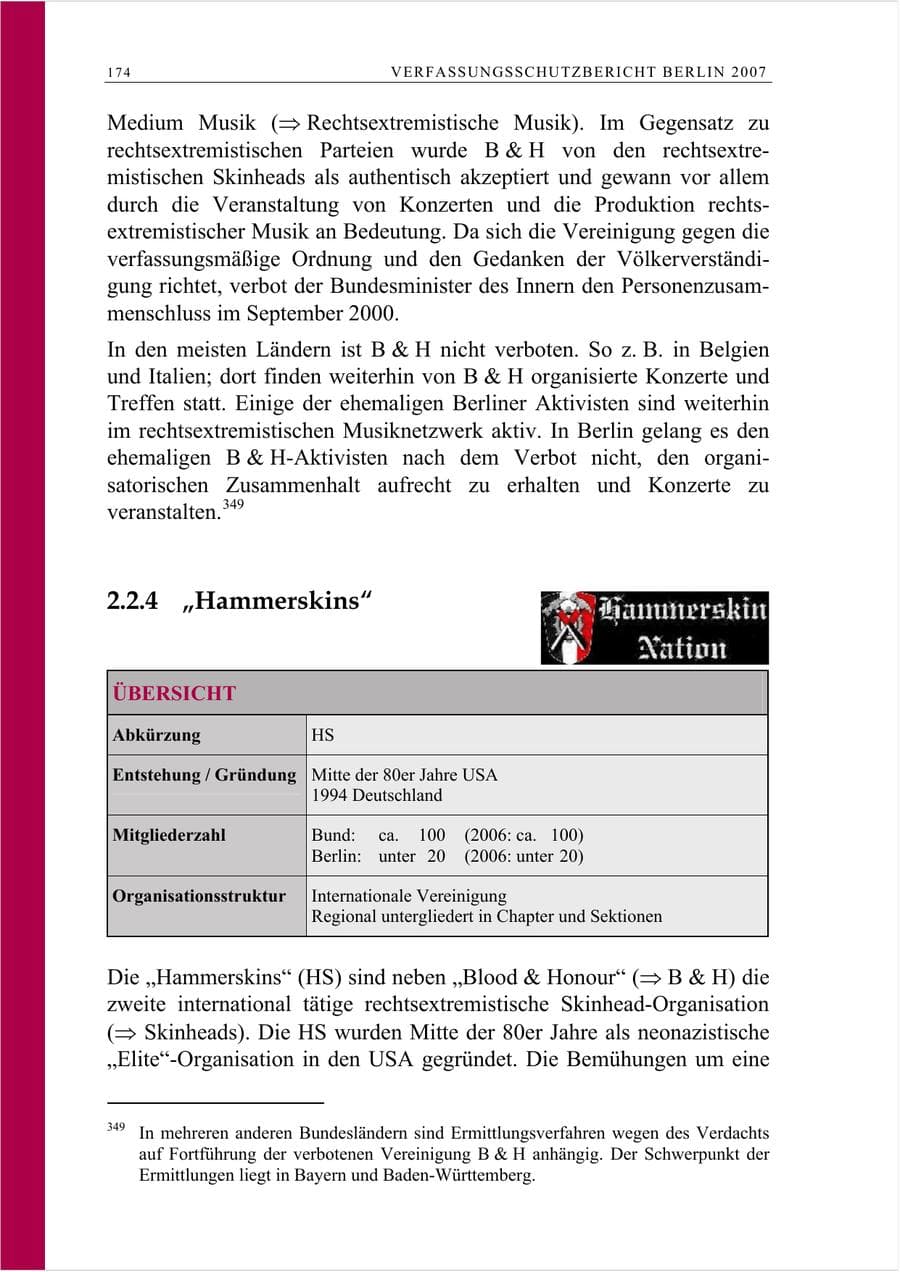 Seite 187 des Verfassungsschutzbericht 2007 Berlin