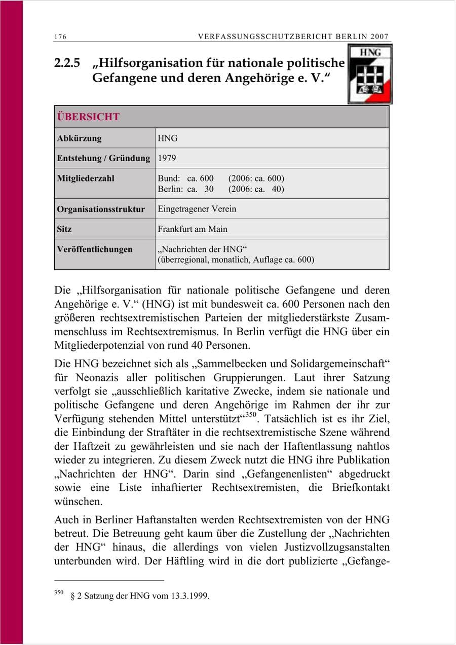 Seite 189 des Verfassungsschutzbericht 2007 Berlin