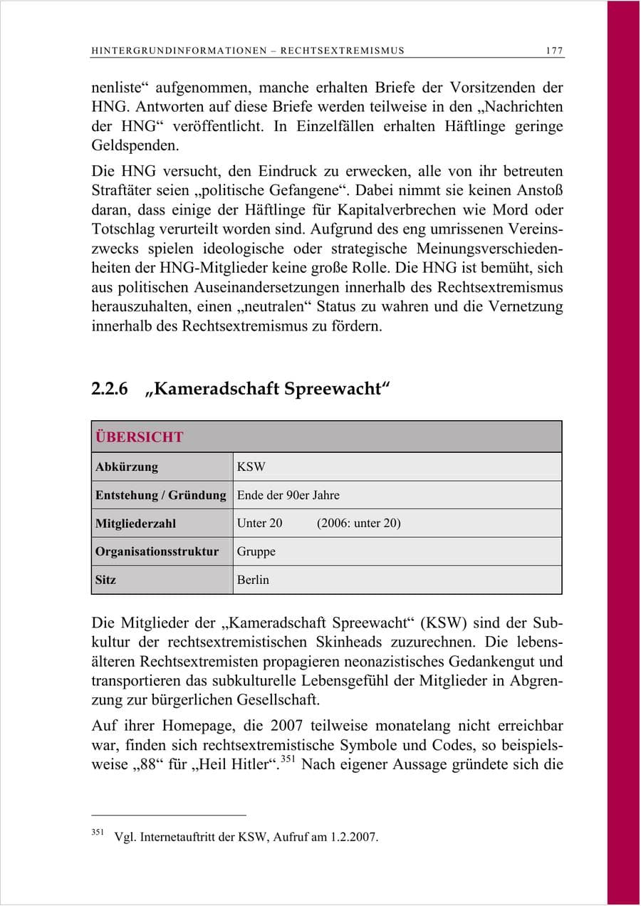 Seite 190 des Verfassungsschutzbericht 2007 Berlin
