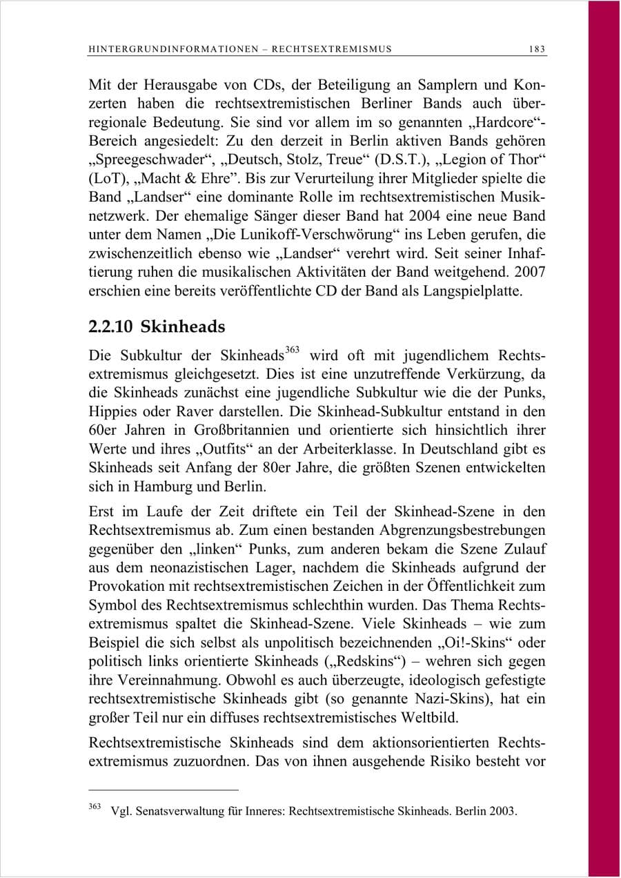 Seite 196 des Verfassungsschutzbericht 2007 Berlin