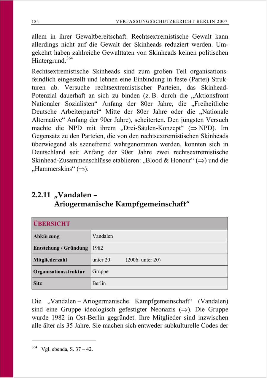 Seite 197 des Verfassungsschutzbericht 2007 Berlin