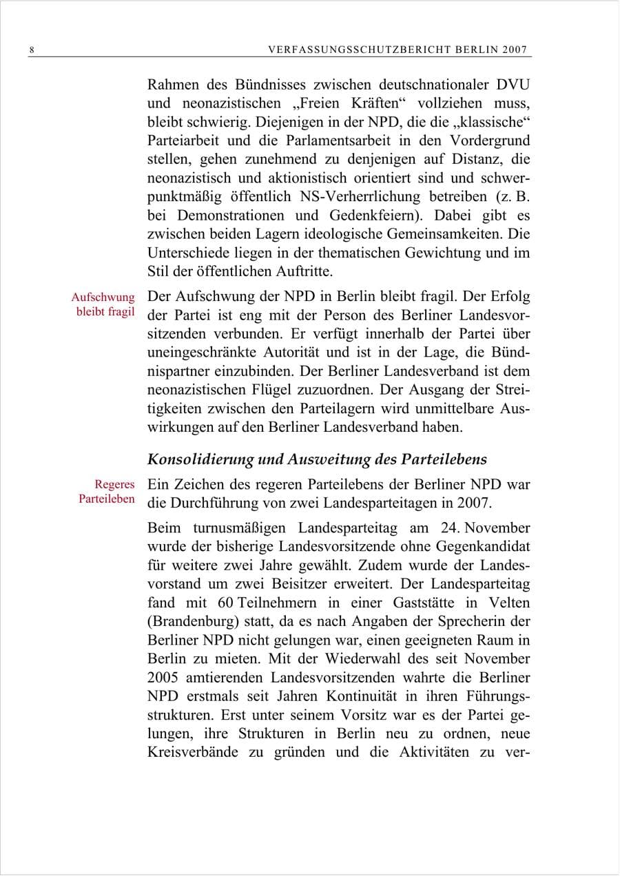 Seite 21 des Verfassungsschutzbericht 2007 Berlin