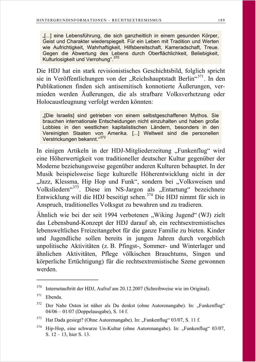 Seite 202 des Verfassungsschutzbericht 2007 Berlin