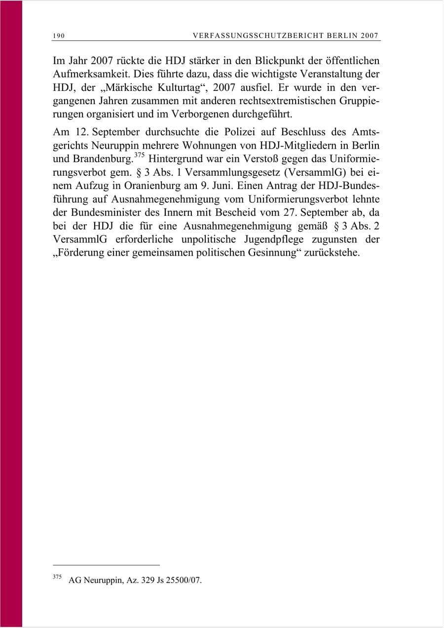 Seite 203 des Verfassungsschutzbericht 2007 Berlin