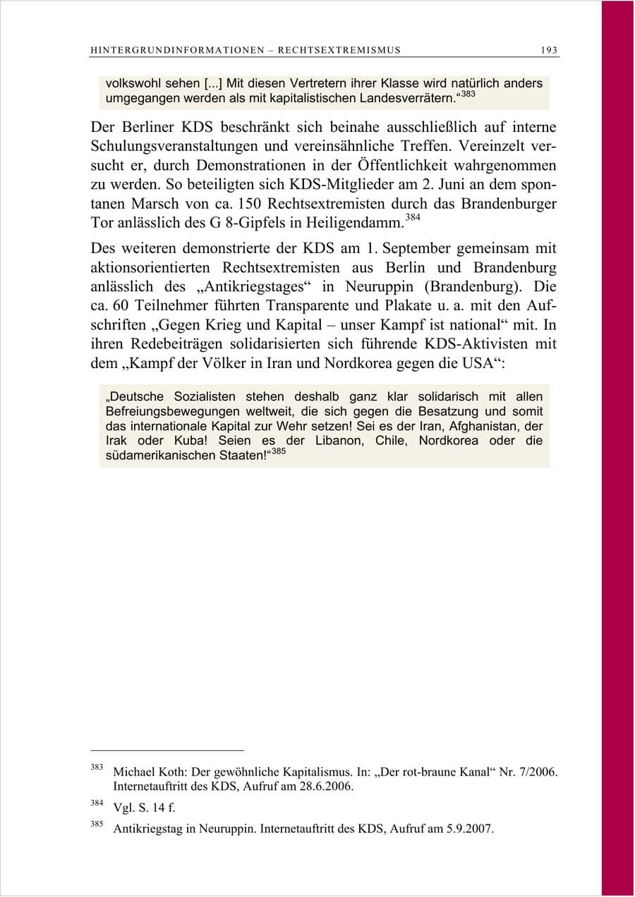 Seite 206 des Verfassungsschutzbericht 2007 Berlin