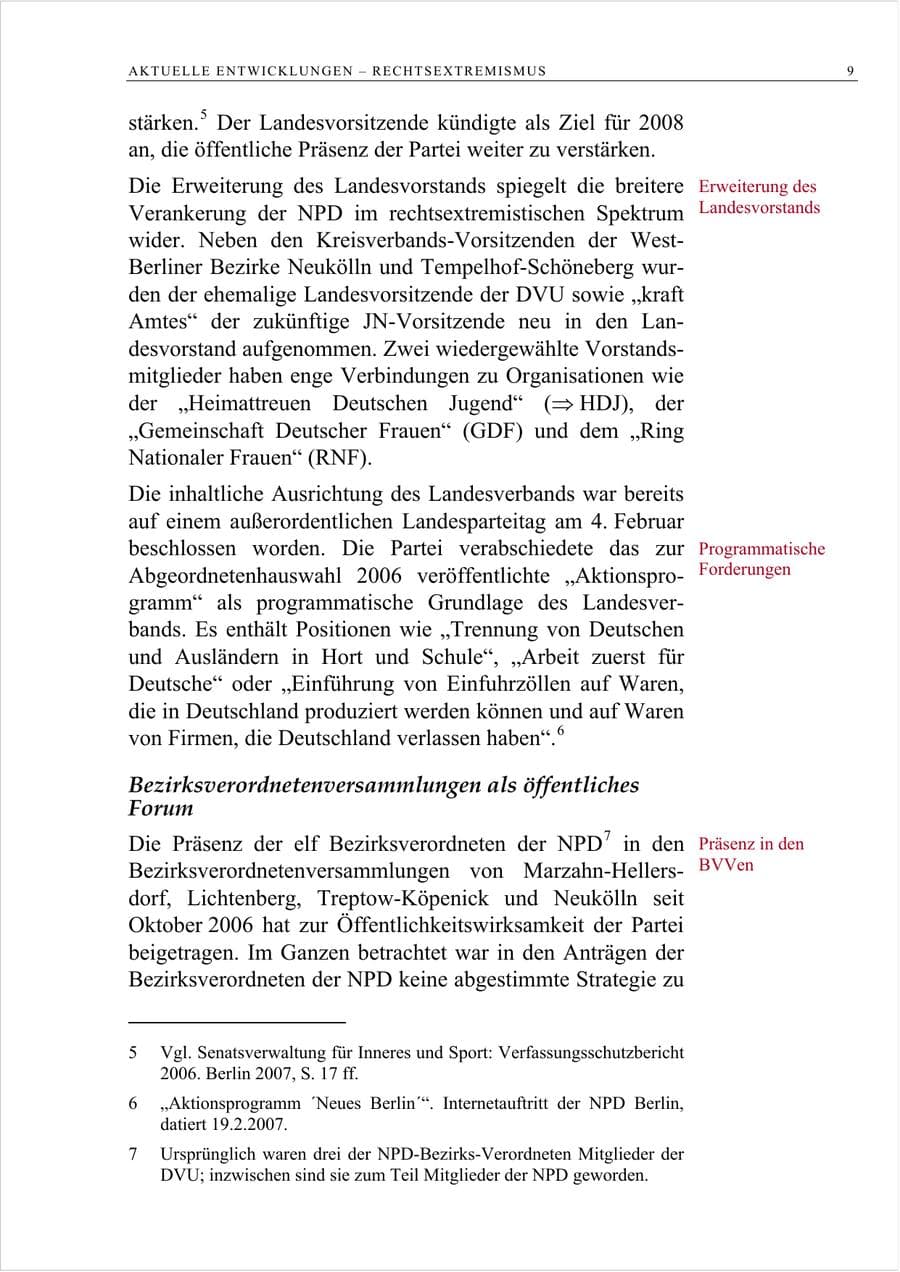 Seite 22 des Verfassungsschutzbericht 2007 Berlin