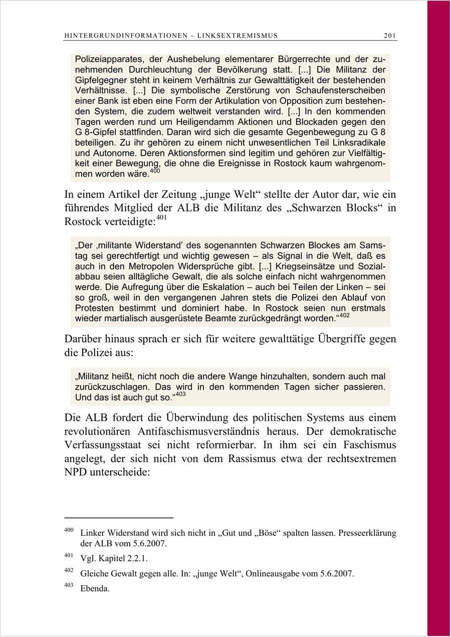 Seite 214 des Verfassungsschutzbericht 2007 Berlin