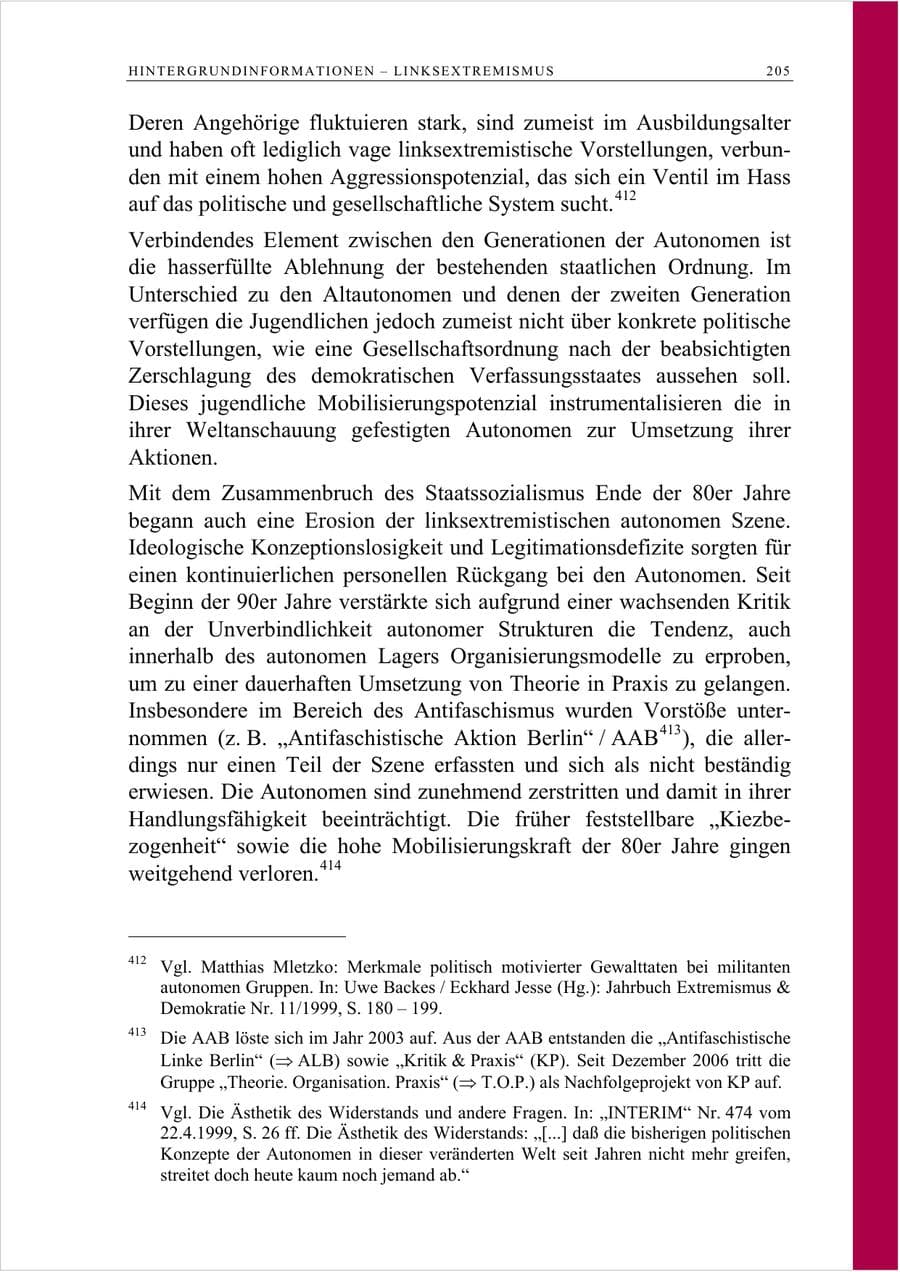 Seite 218 des Verfassungsschutzbericht 2007 Berlin