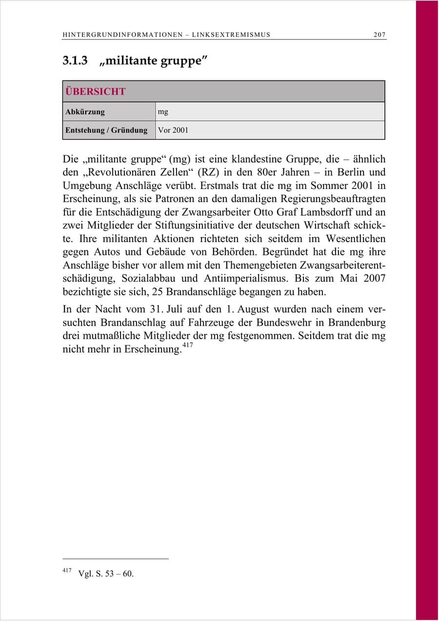 Seite 220 des Verfassungsschutzbericht 2007 Berlin