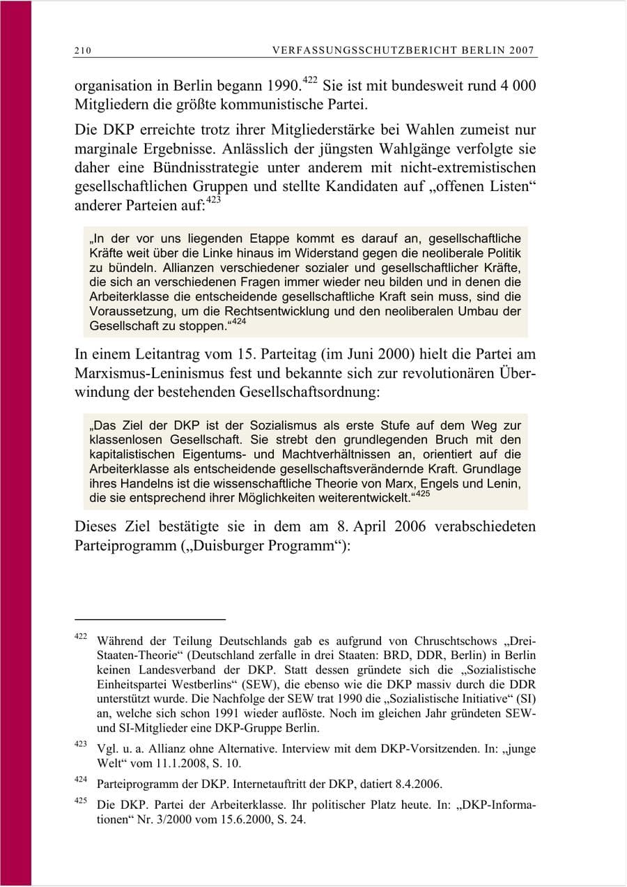 Seite 223 des Verfassungsschutzbericht 2007 Berlin