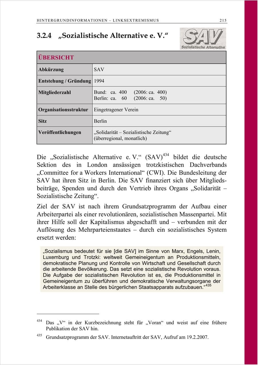 Seite 228 des Verfassungsschutzbericht 2007 Berlin
