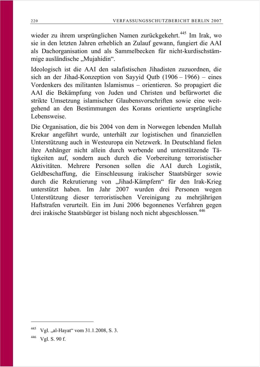 Seite 233 des Verfassungsschutzbericht 2007 Berlin