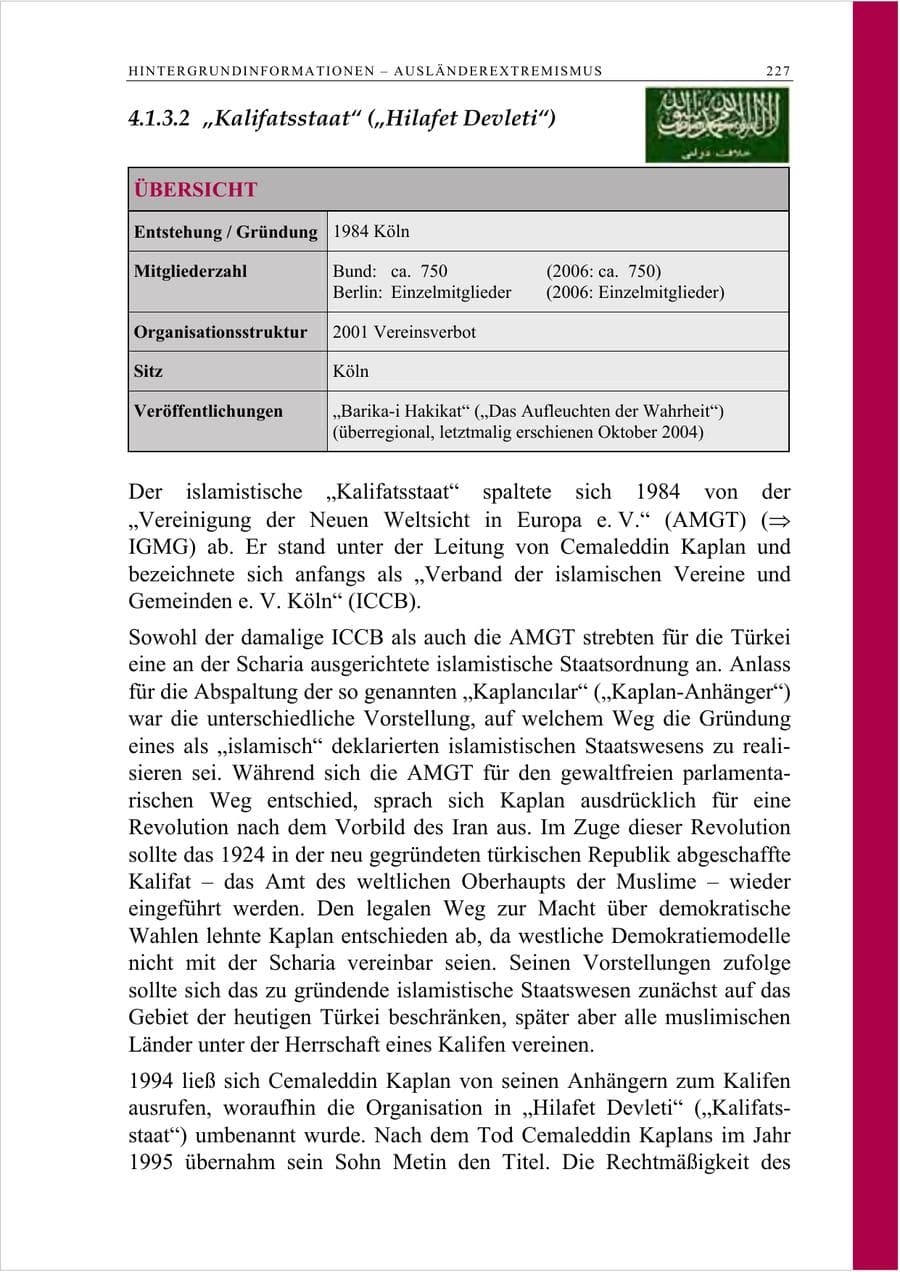 Seite 240 des Verfassungsschutzbericht 2007 Berlin