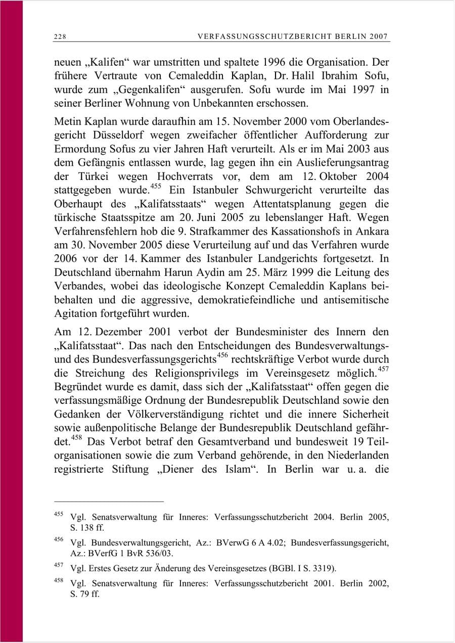 Seite 241 des Verfassungsschutzbericht 2007 Berlin