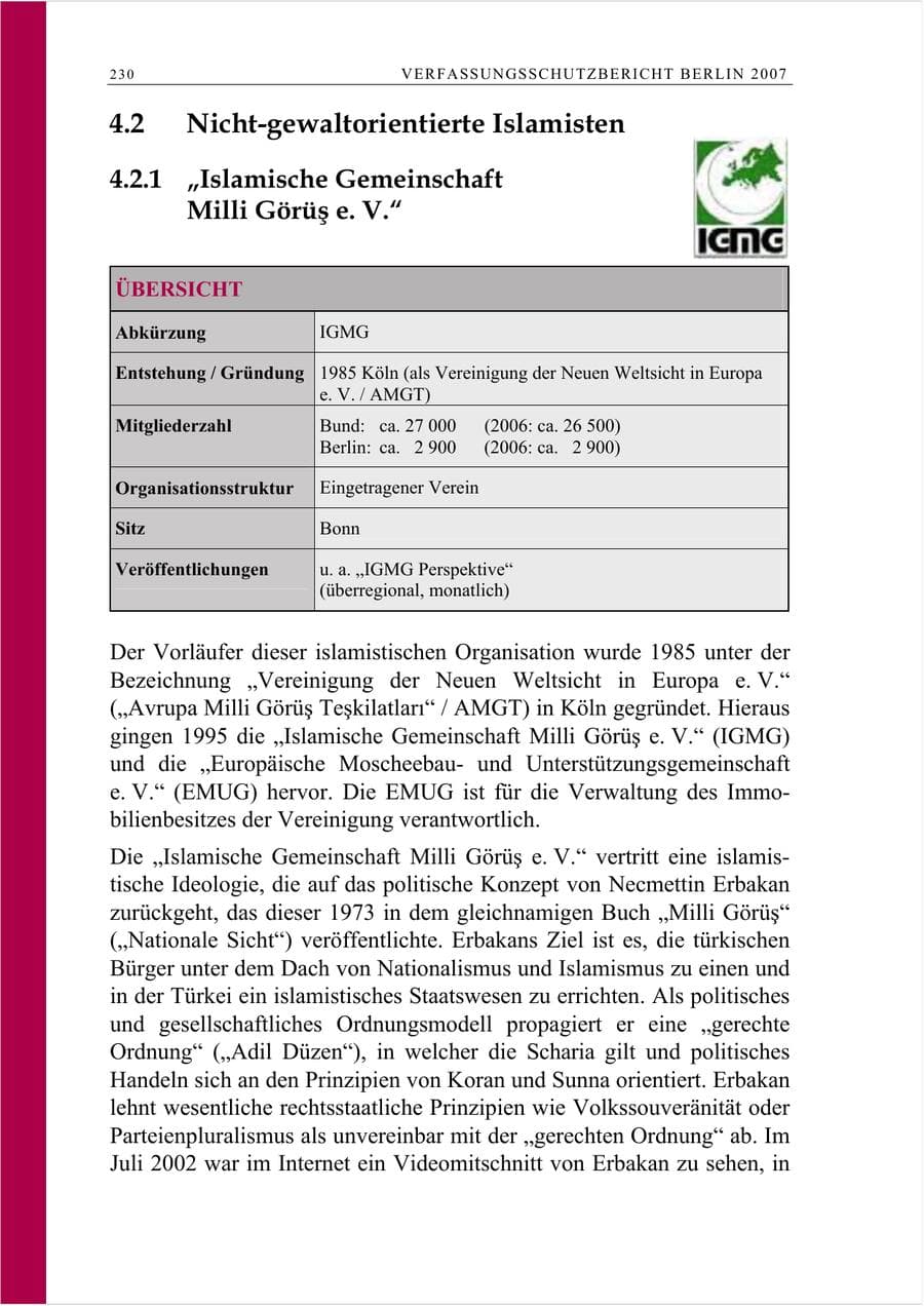 Seite 243 des Verfassungsschutzbericht 2007 Berlin