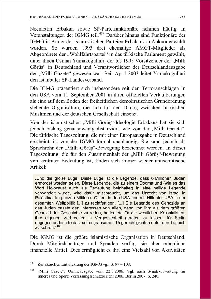 Seite 246 des Verfassungsschutzbericht 2007 Berlin