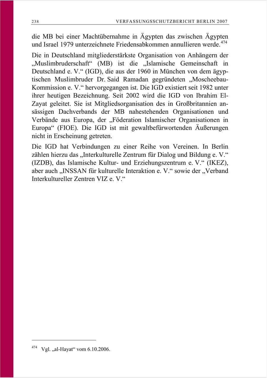 Seite 251 des Verfassungsschutzbericht 2007 Berlin