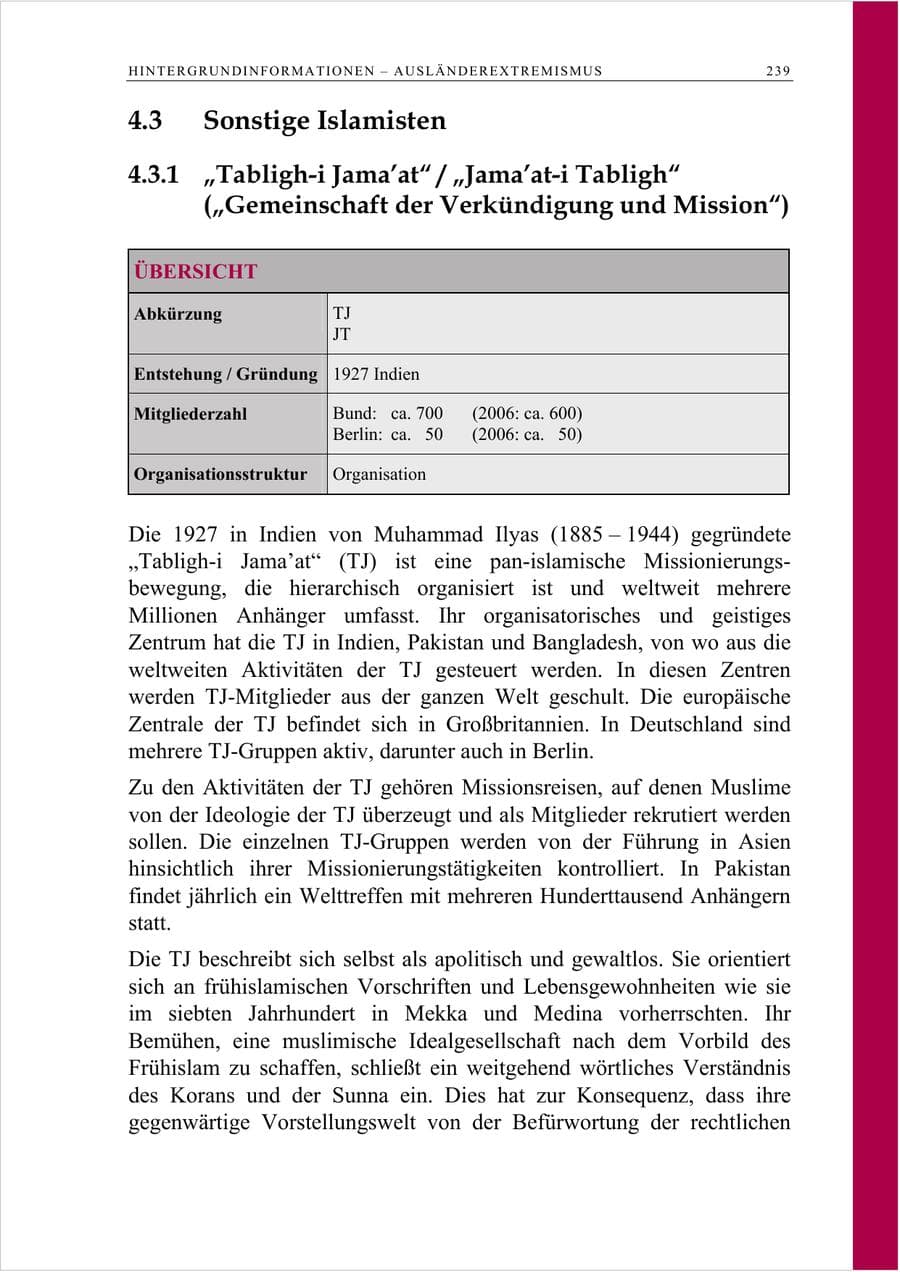 Seite 252 des Verfassungsschutzbericht 2007 Berlin