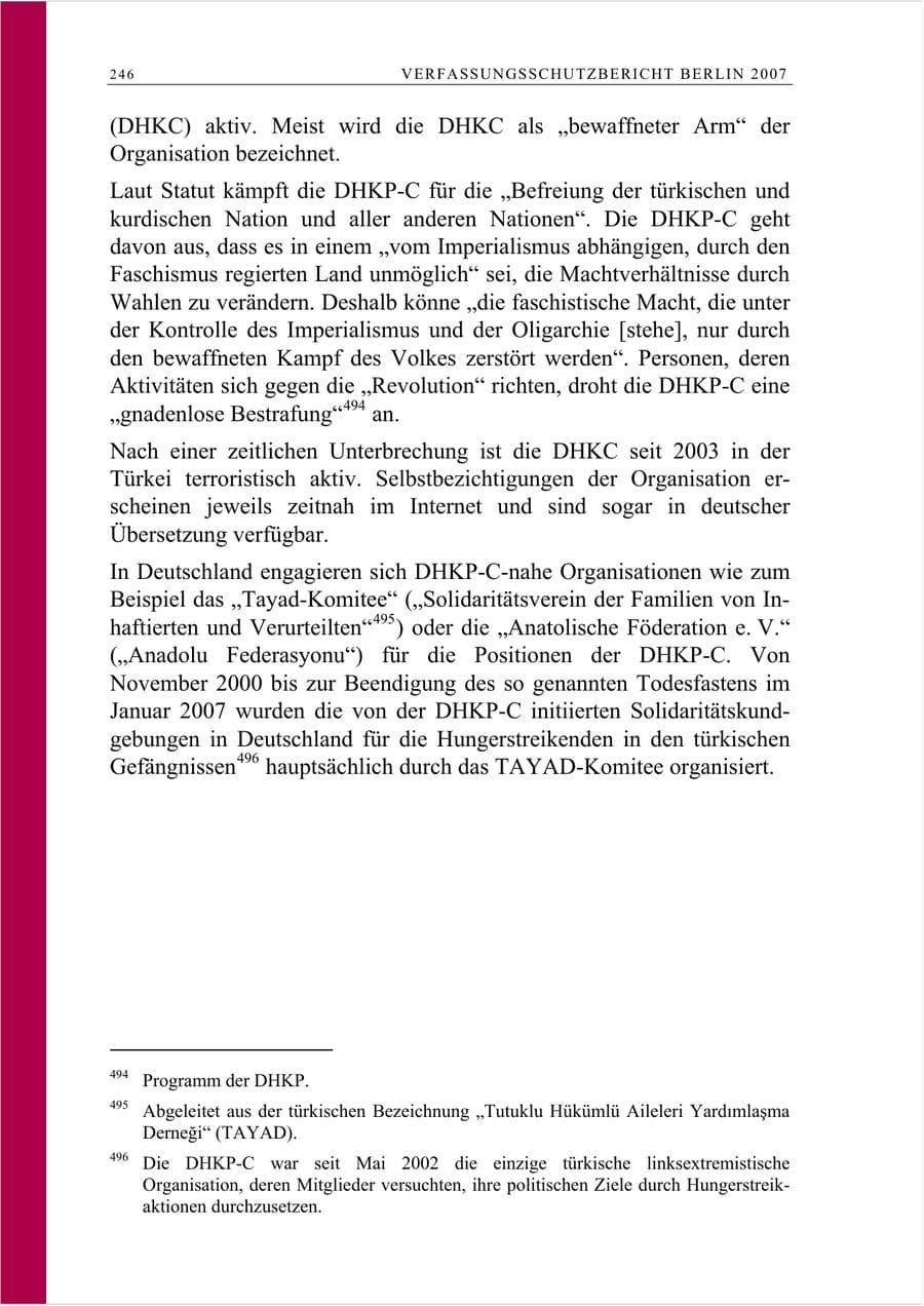 Seite 259 des Verfassungsschutzbericht 2007 Berlin