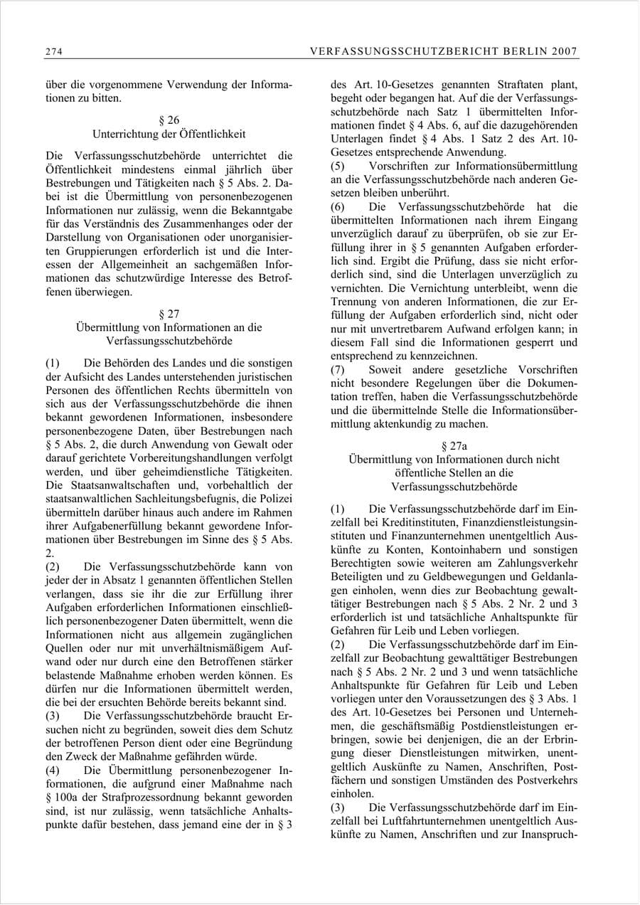 Seite 287 des Verfassungsschutzbericht 2007 Berlin