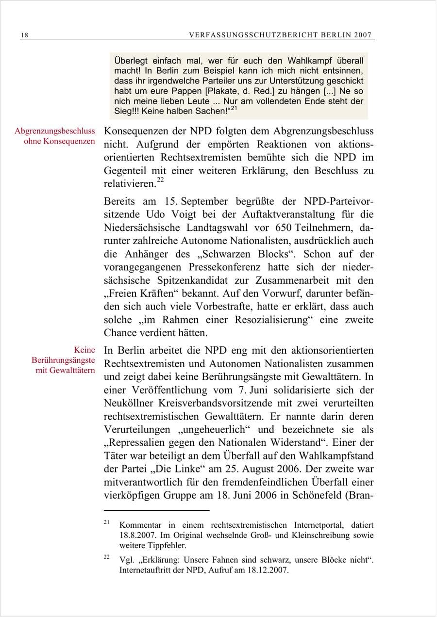 Seite 31 des Verfassungsschutzbericht 2007 Berlin