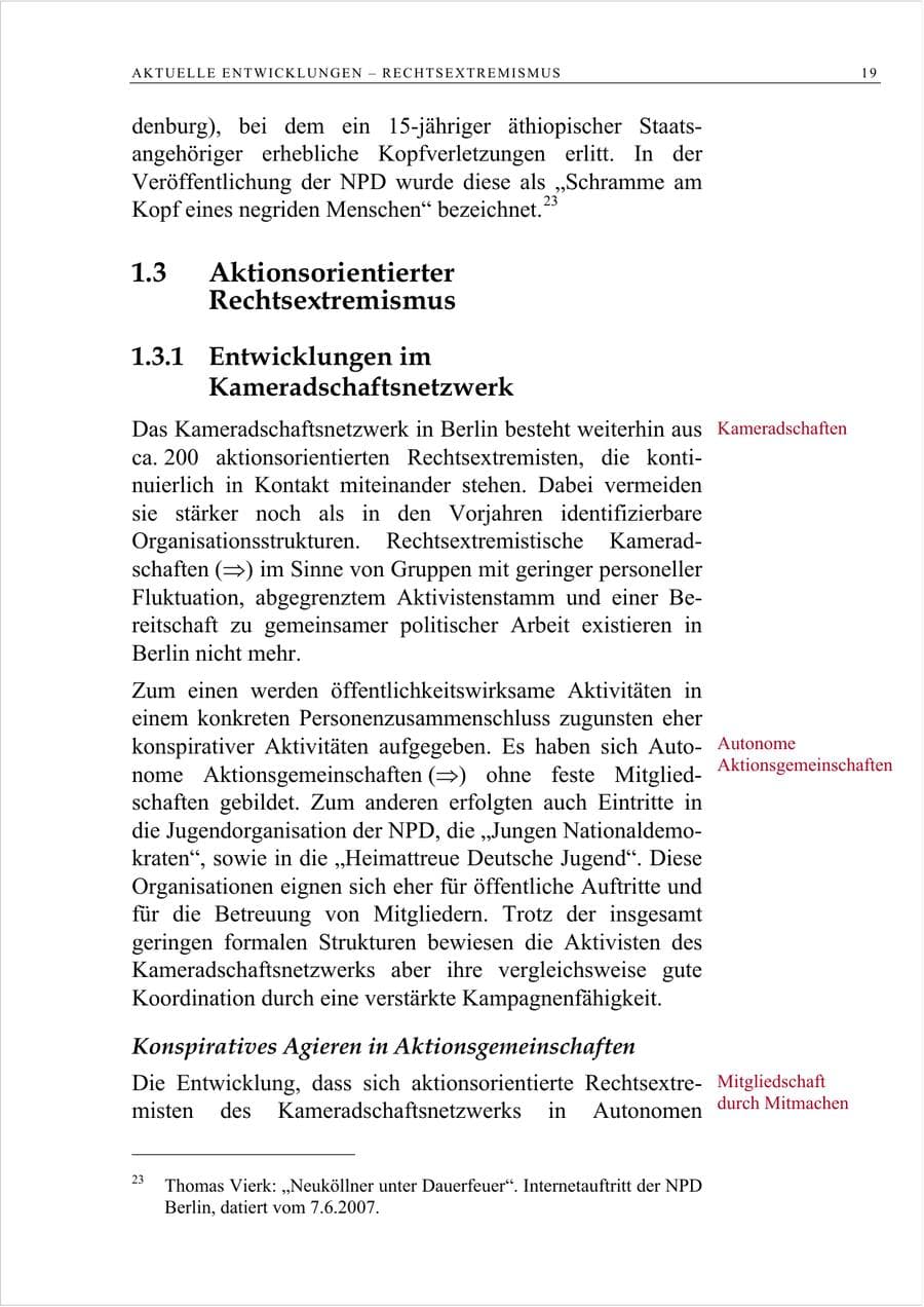 Seite 32 des Verfassungsschutzbericht 2007 Berlin
