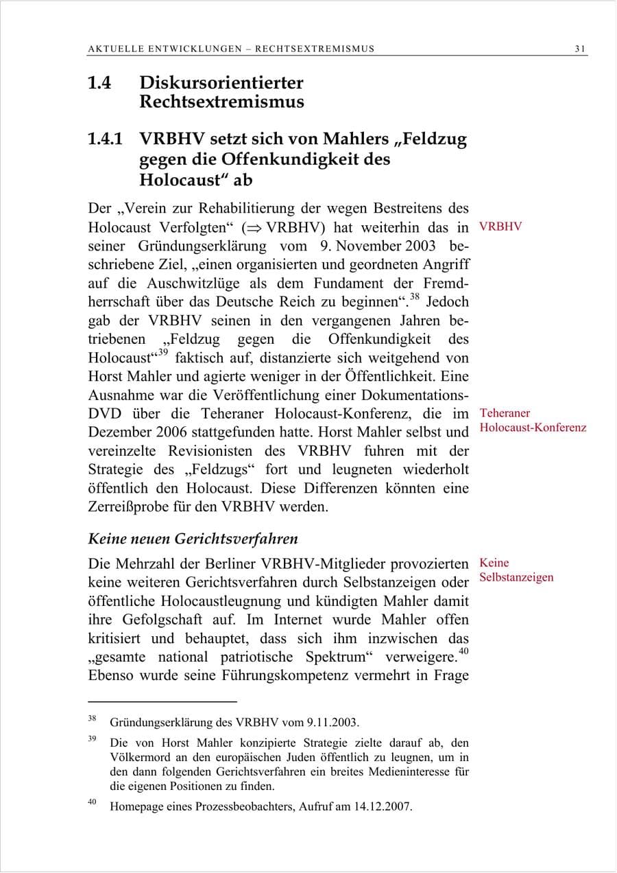 Seite 44 des Verfassungsschutzbericht 2007 Berlin
