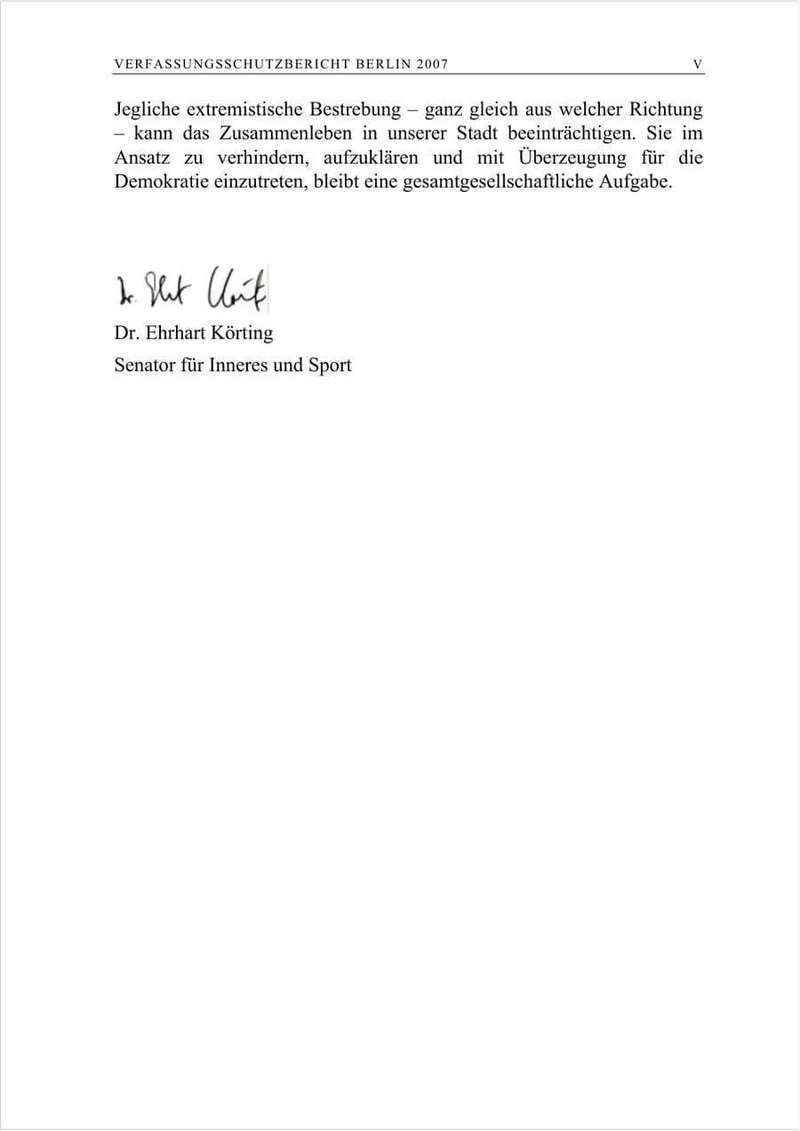 Seite 6 des Verfassungsschutzbericht 2007 Berlin