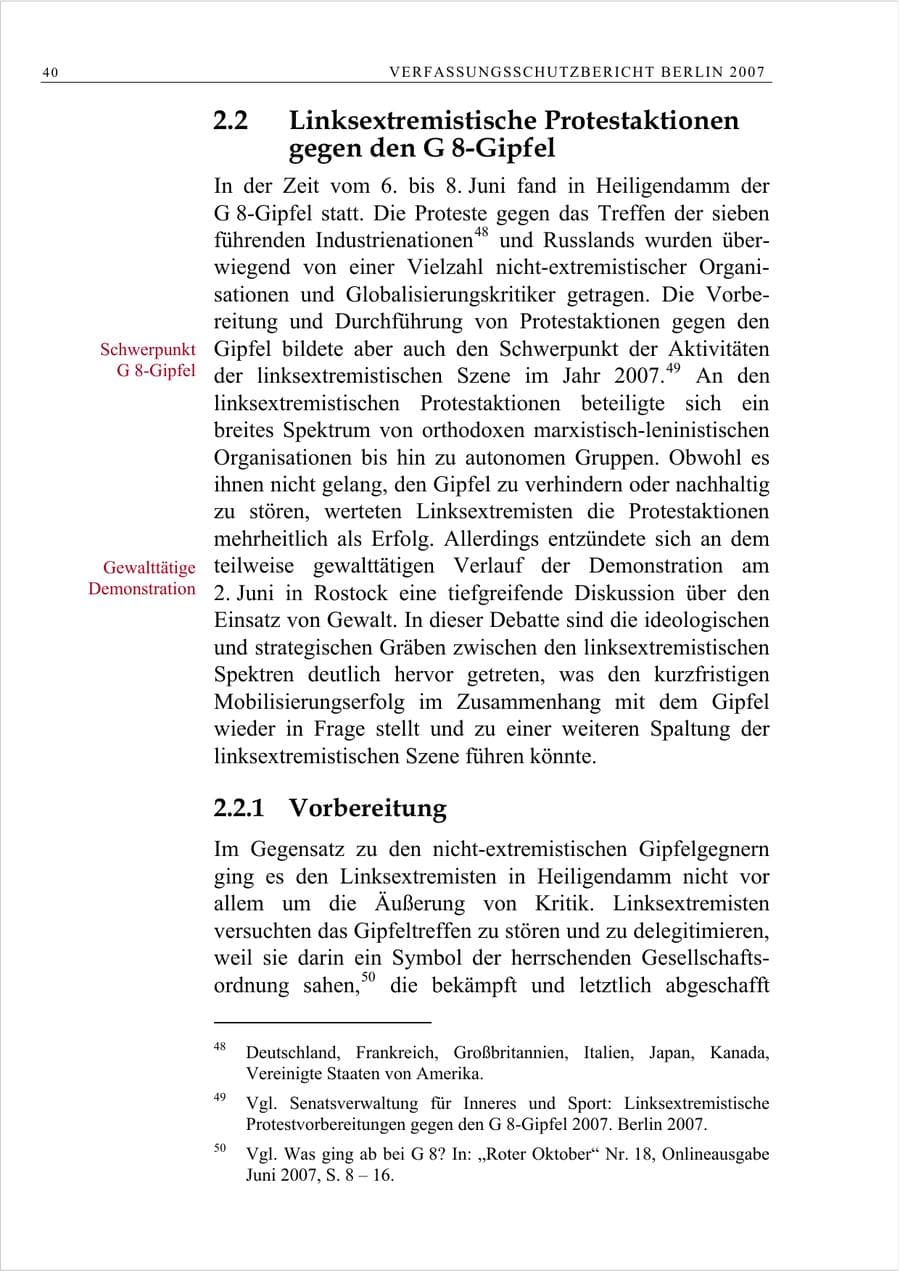 Seite 53 des Verfassungsschutzbericht 2007 Berlin
