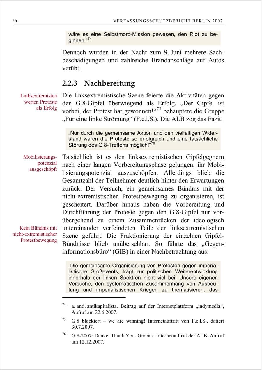Seite 63 des Verfassungsschutzbericht 2007 Berlin