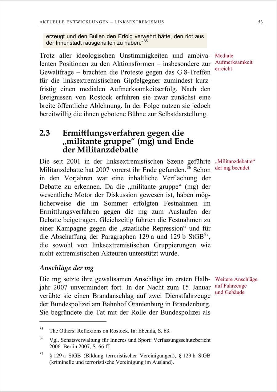 Seite 66 des Verfassungsschutzbericht 2007 Berlin