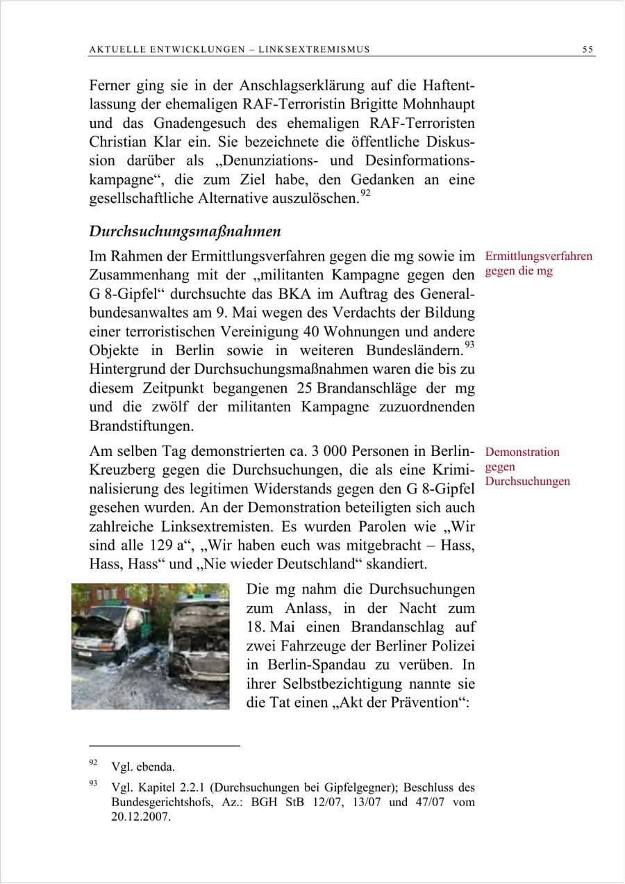 Seite 68 des Verfassungsschutzbericht 2007 Berlin
