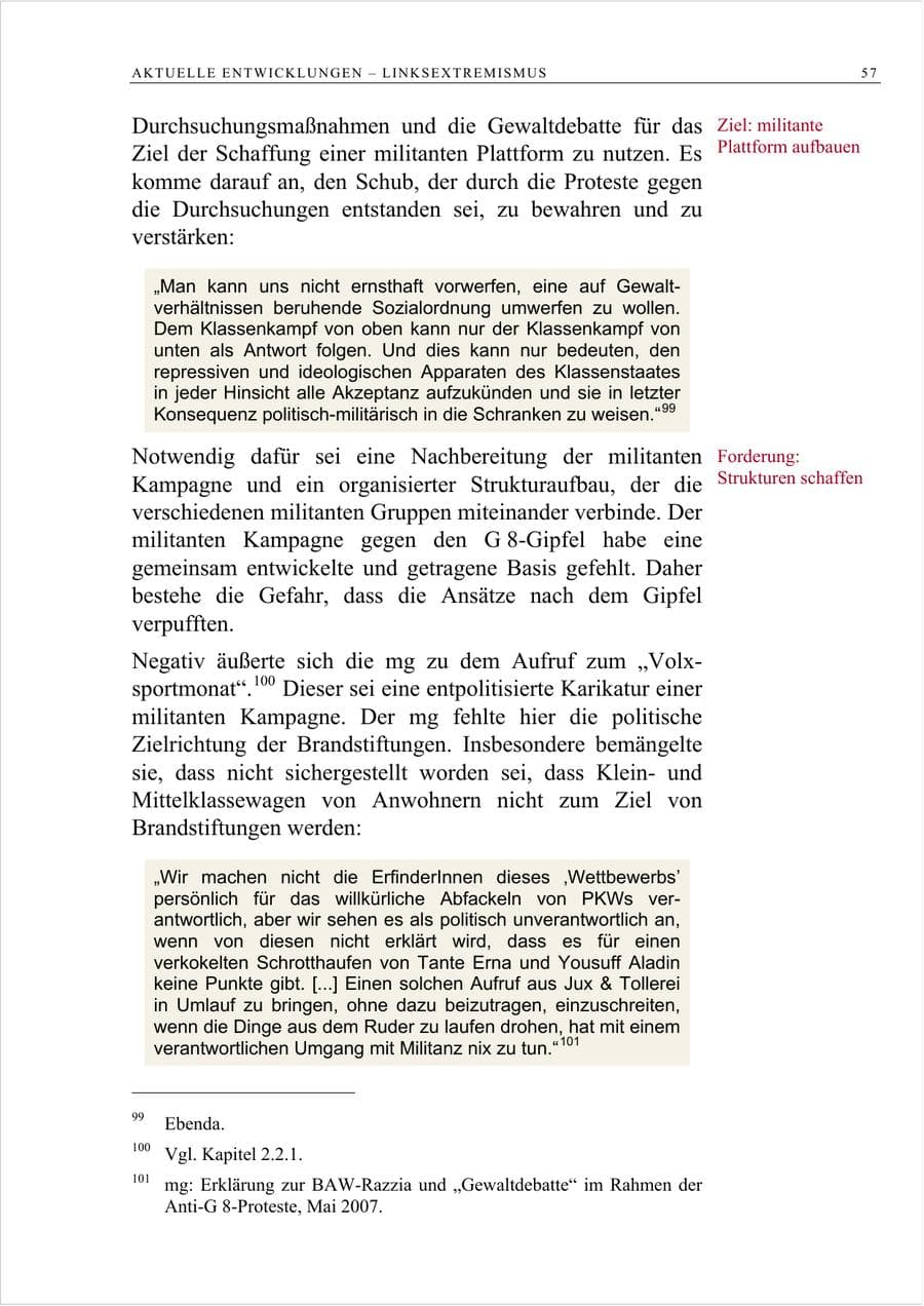 Seite 70 des Verfassungsschutzbericht 2007 Berlin