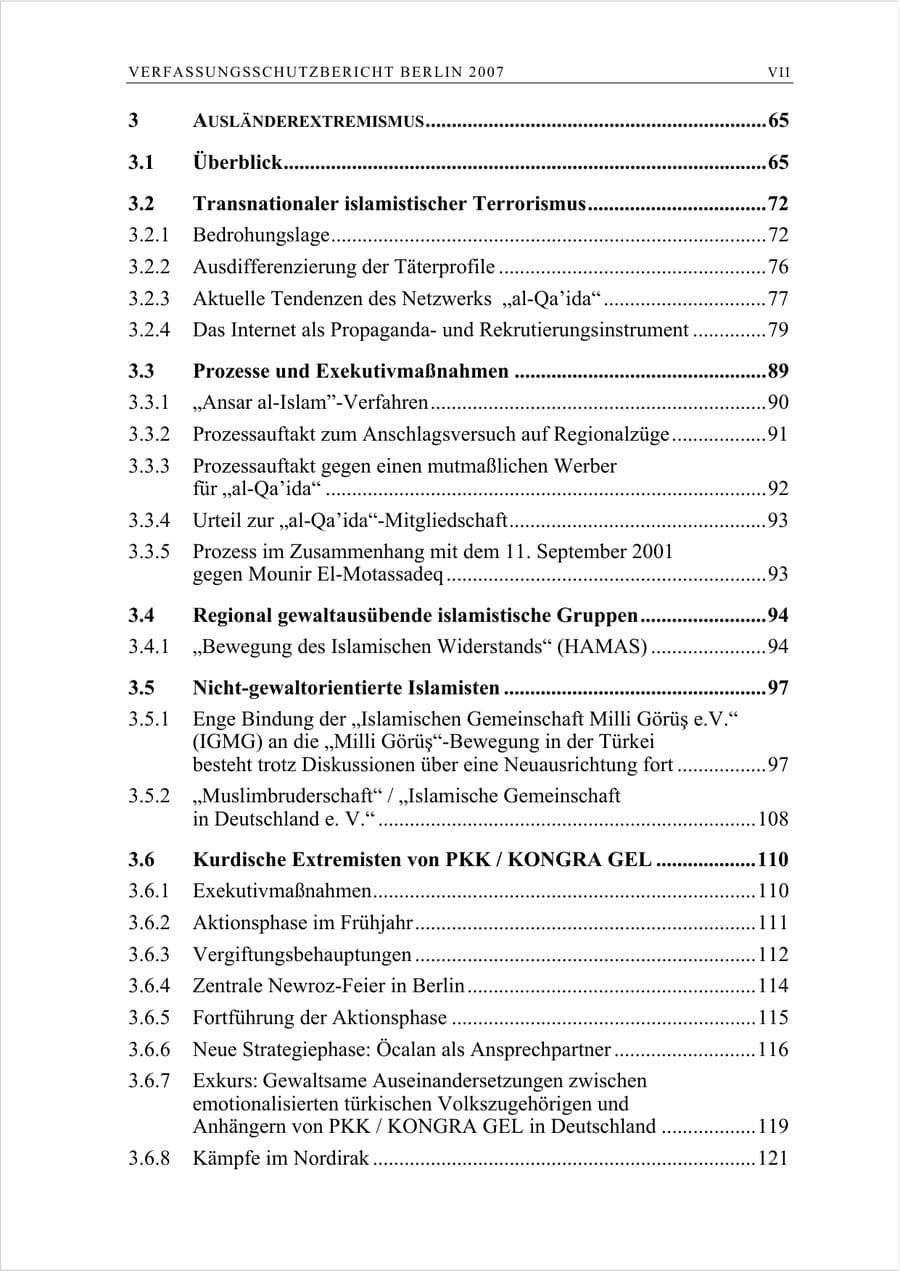Seite 8 des Verfassungsschutzbericht 2007 Berlin