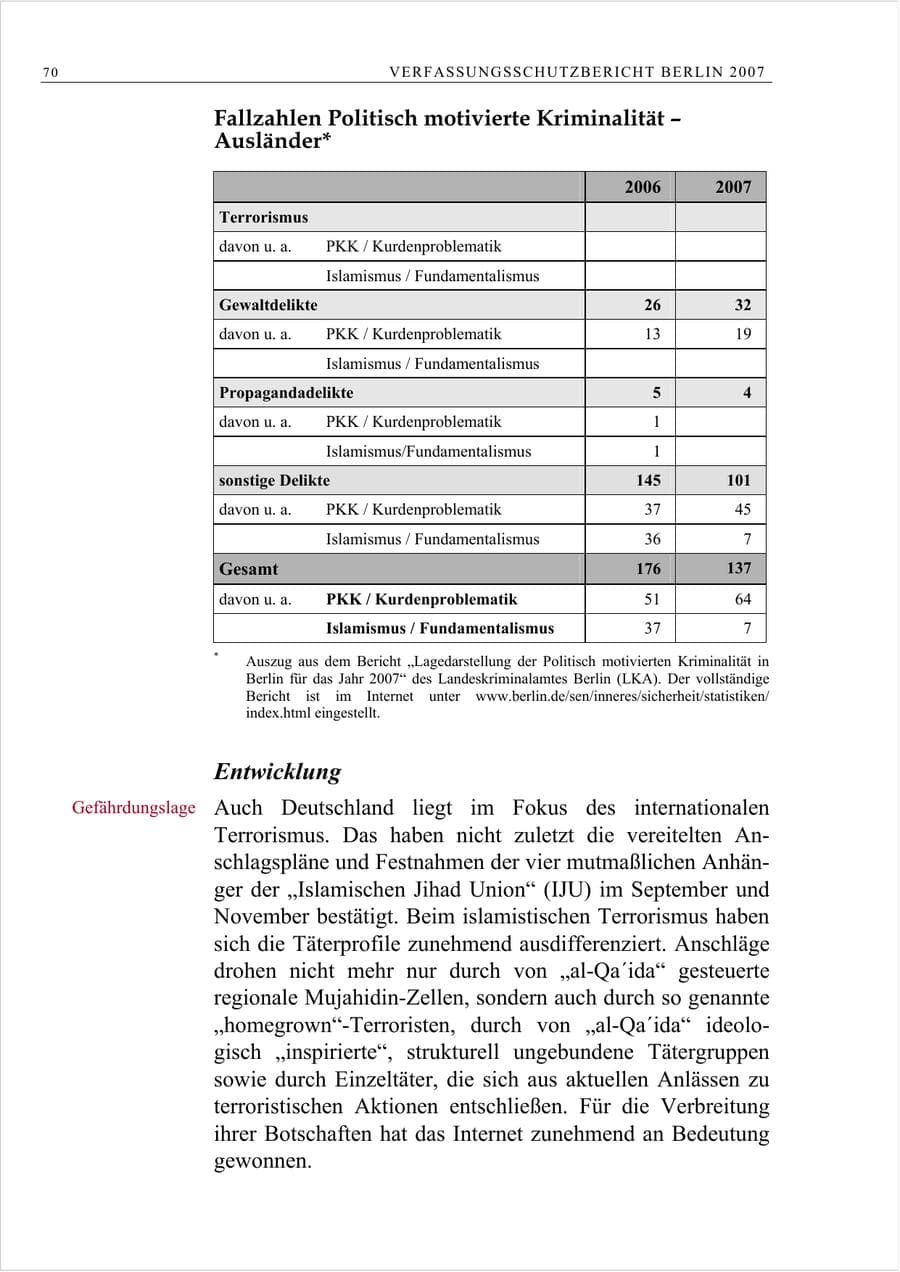 Seite 83 des Verfassungsschutzbericht 2007 Berlin