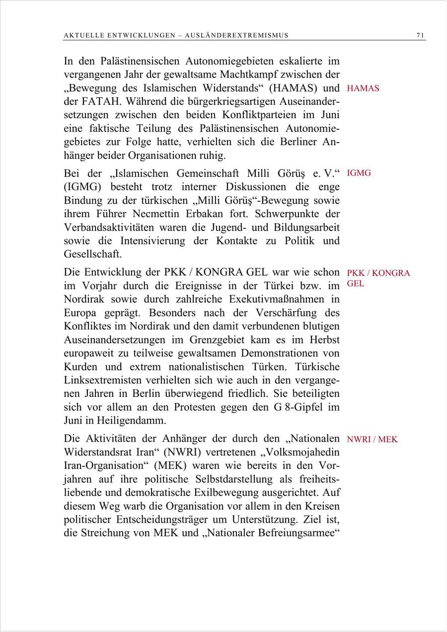 Seite 84 des Verfassungsschutzbericht 2007 Berlin