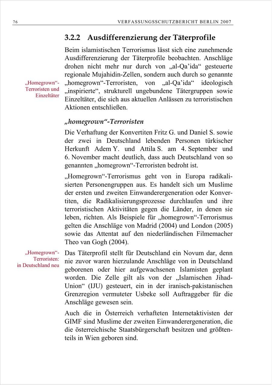 Seite 89 des Verfassungsschutzbericht 2007 Berlin
