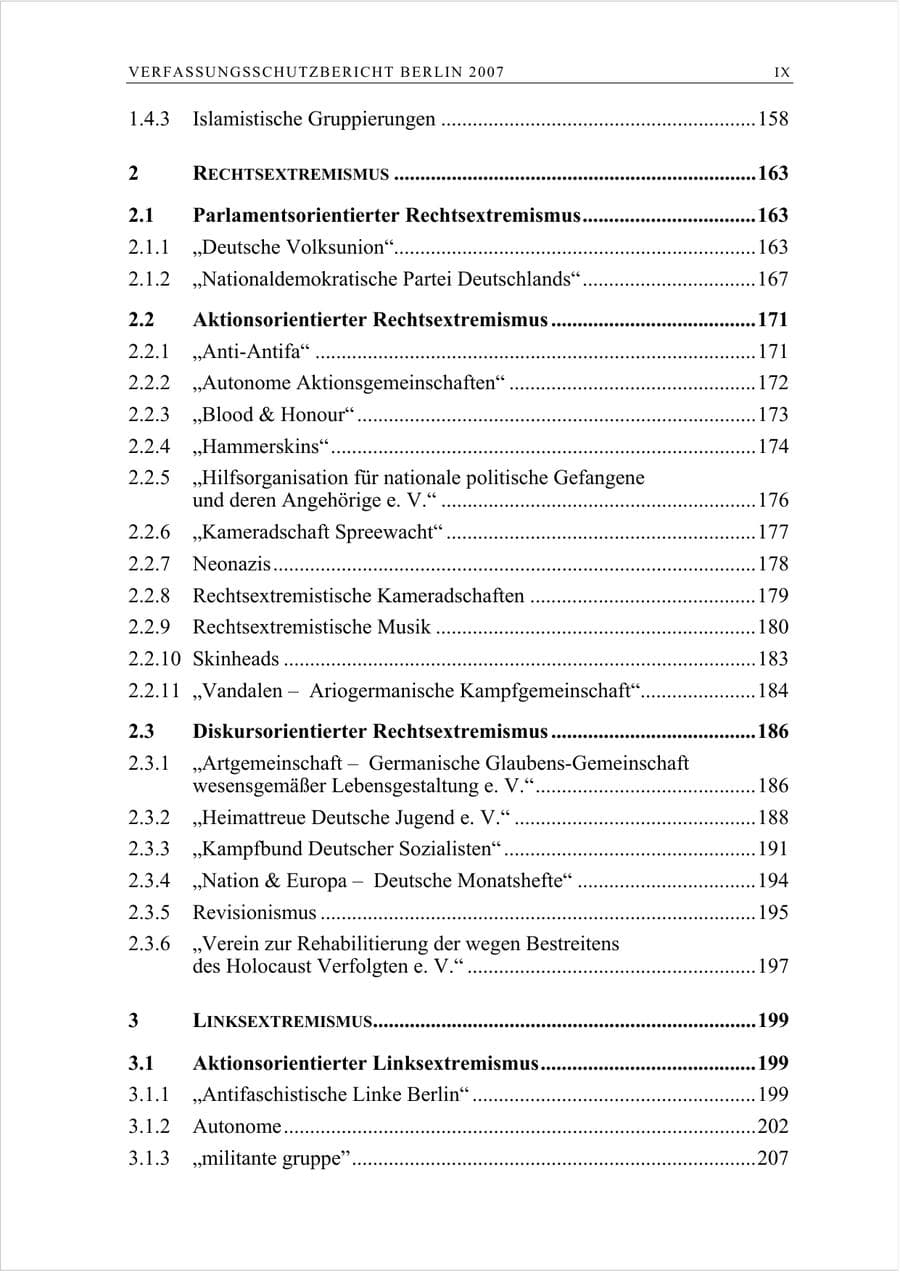 Seite 10 des Verfassungsschutzbericht 2007 Berlin