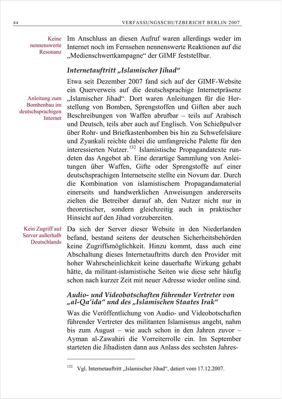 Seite 97 des Verfassungsschutzbericht 2007 Berlin