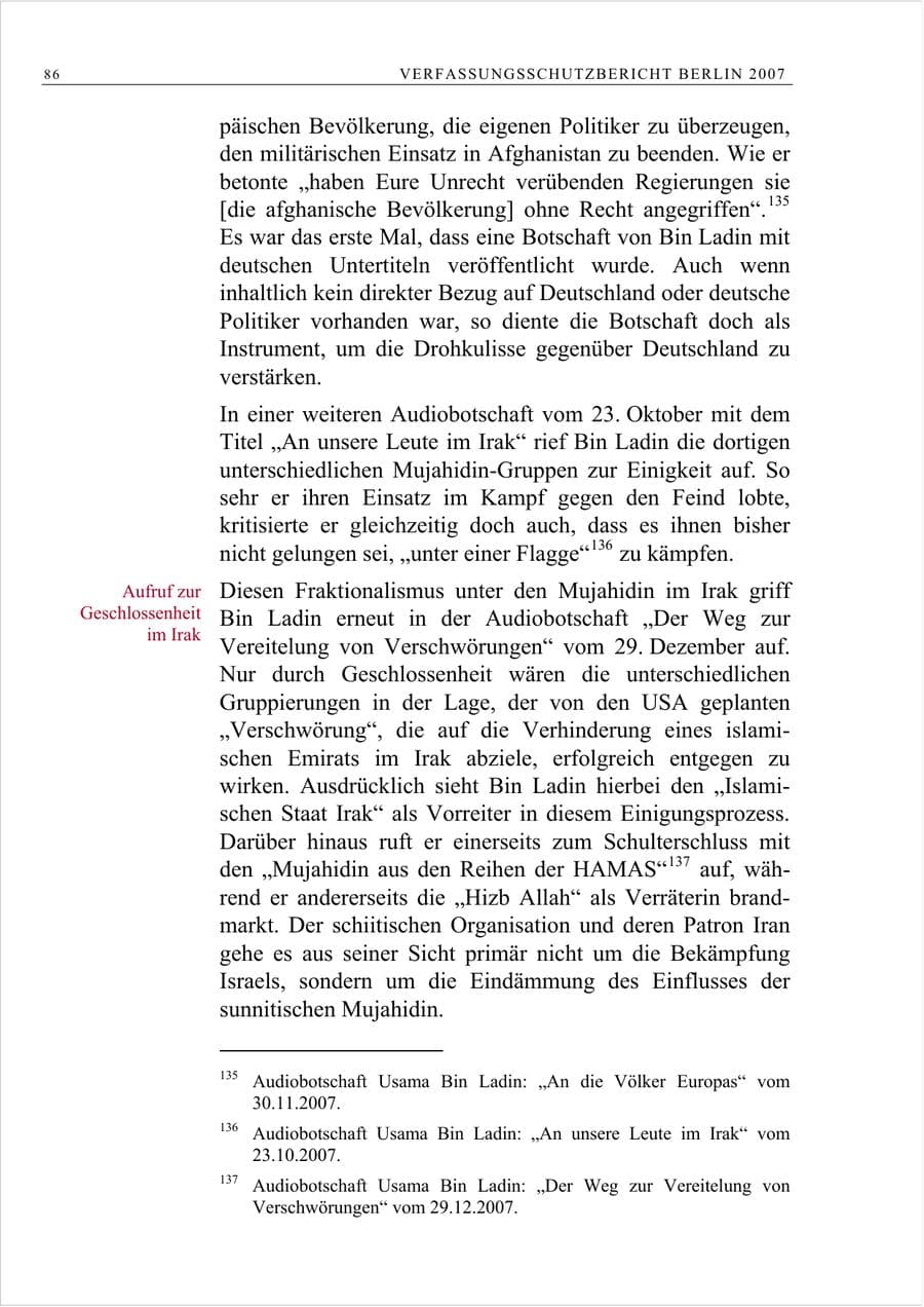 Seite 99 des Verfassungsschutzbericht 2007 Berlin